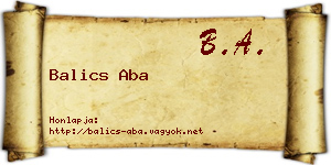 Balics Aba névjegykártya